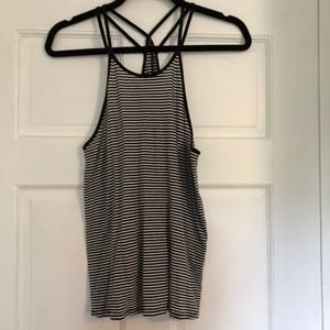 Hollister Black and White Stripe Racerback Tank